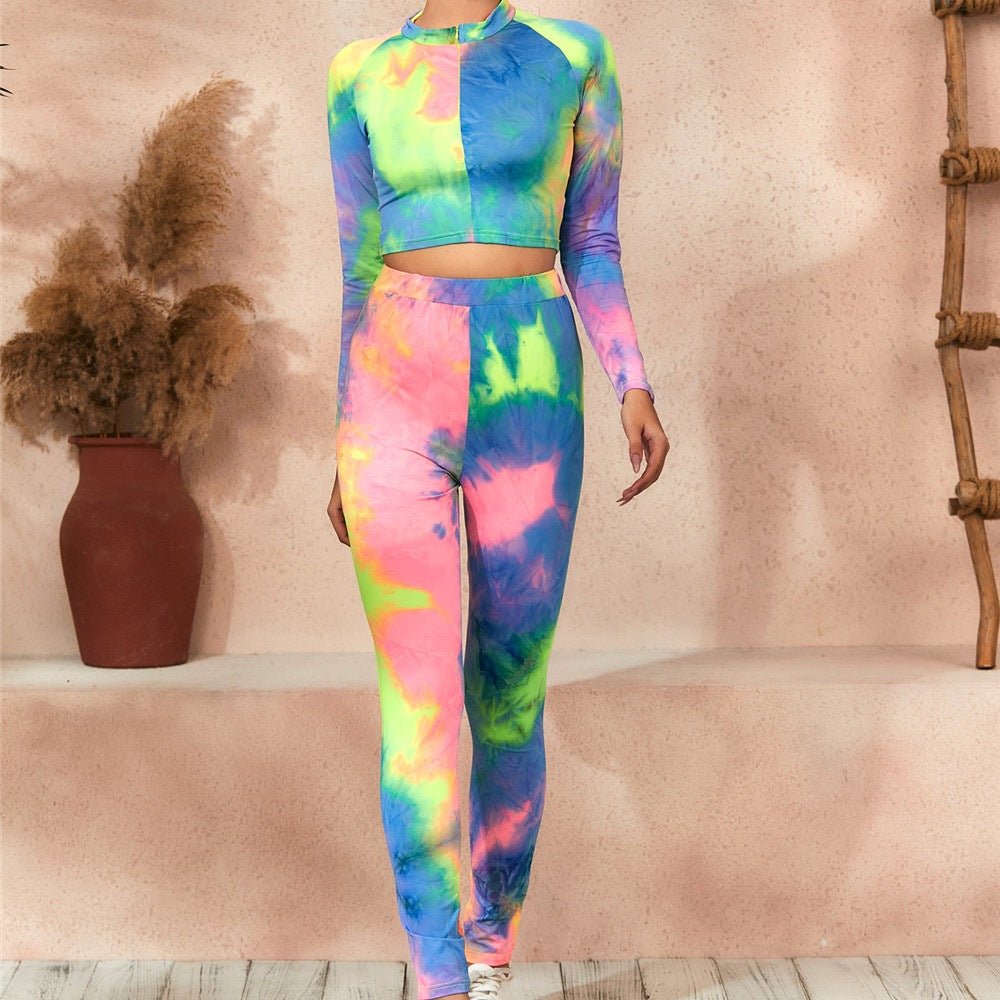 Completo d'Allenamento Donna Tie-Dye: Eleganza Vibrante per le Tue Performance Fitness! - GYM Ratting